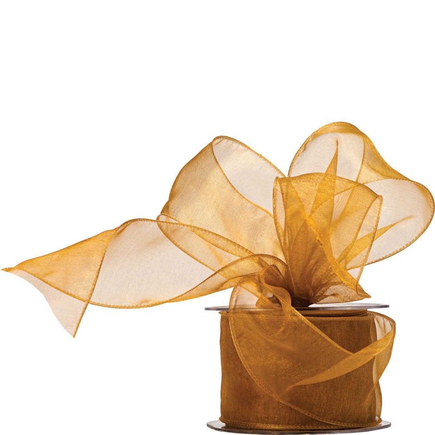 Kdmd Gold Wired Edge Organza Ribbon 2 Pack - Red