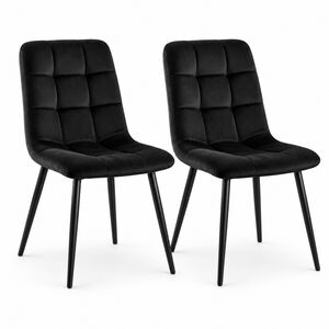 Oira Homes Black Velvet Dining Chairs Set of 2 Modern Tufted Kitchen Chairs