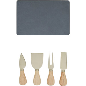 Carter Slate Board and 4 Piece Cheese Blade Set in Gold Finish