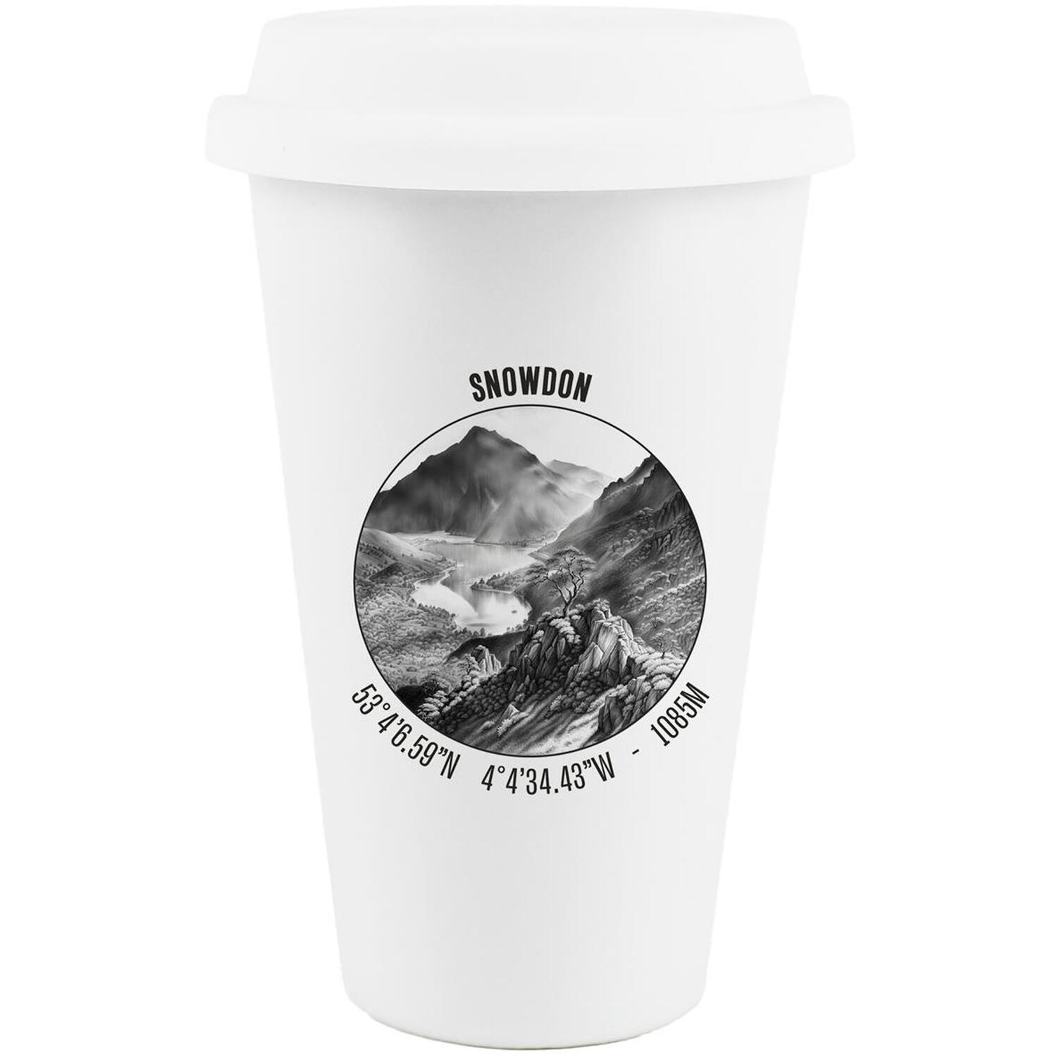 Purely Home 3 Peaks Hiking Porcelain Travel Mug - White