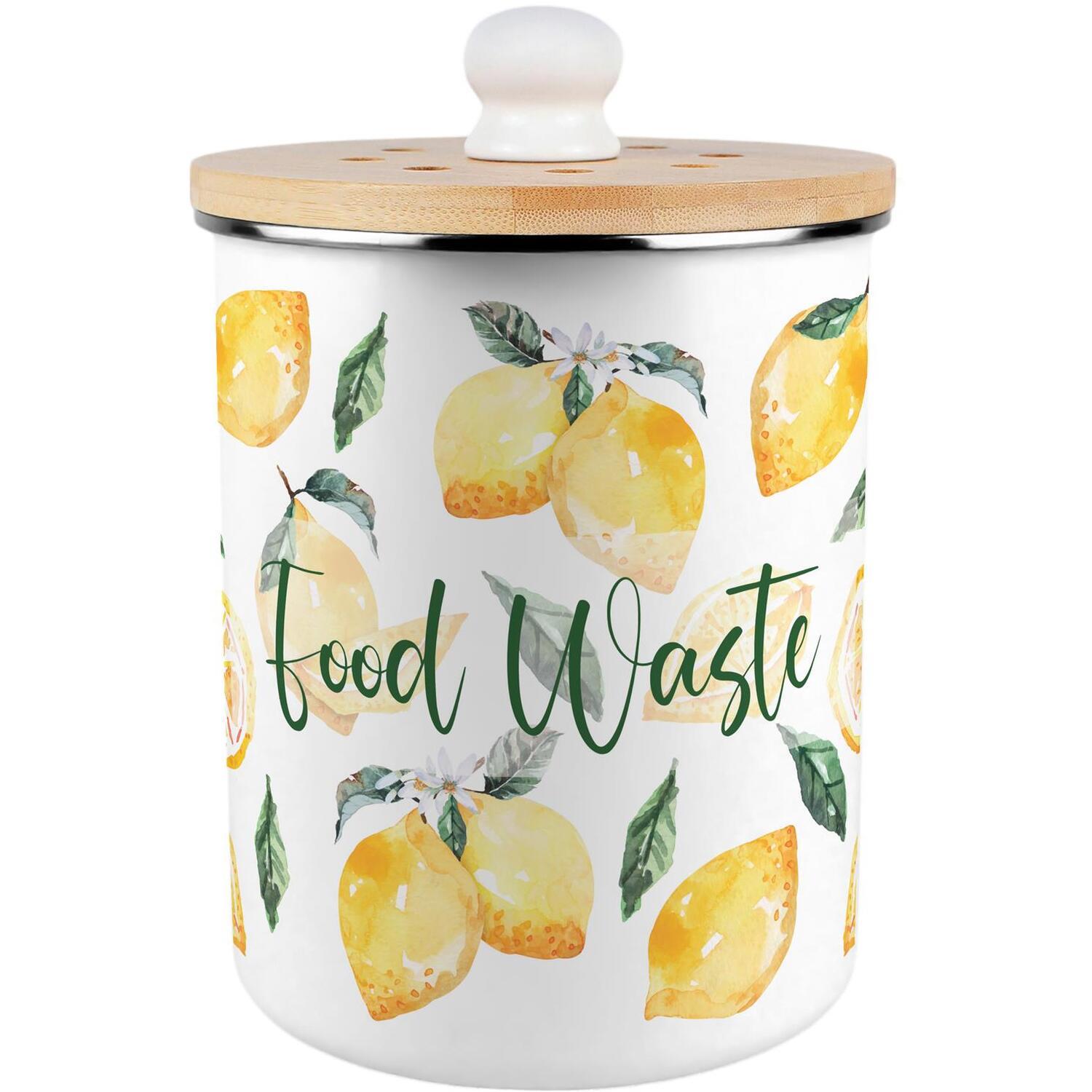 B&Q - Vibrant Lemons Food Waste CaddyDecorative Kitchen Compost Bin2L - Image 2