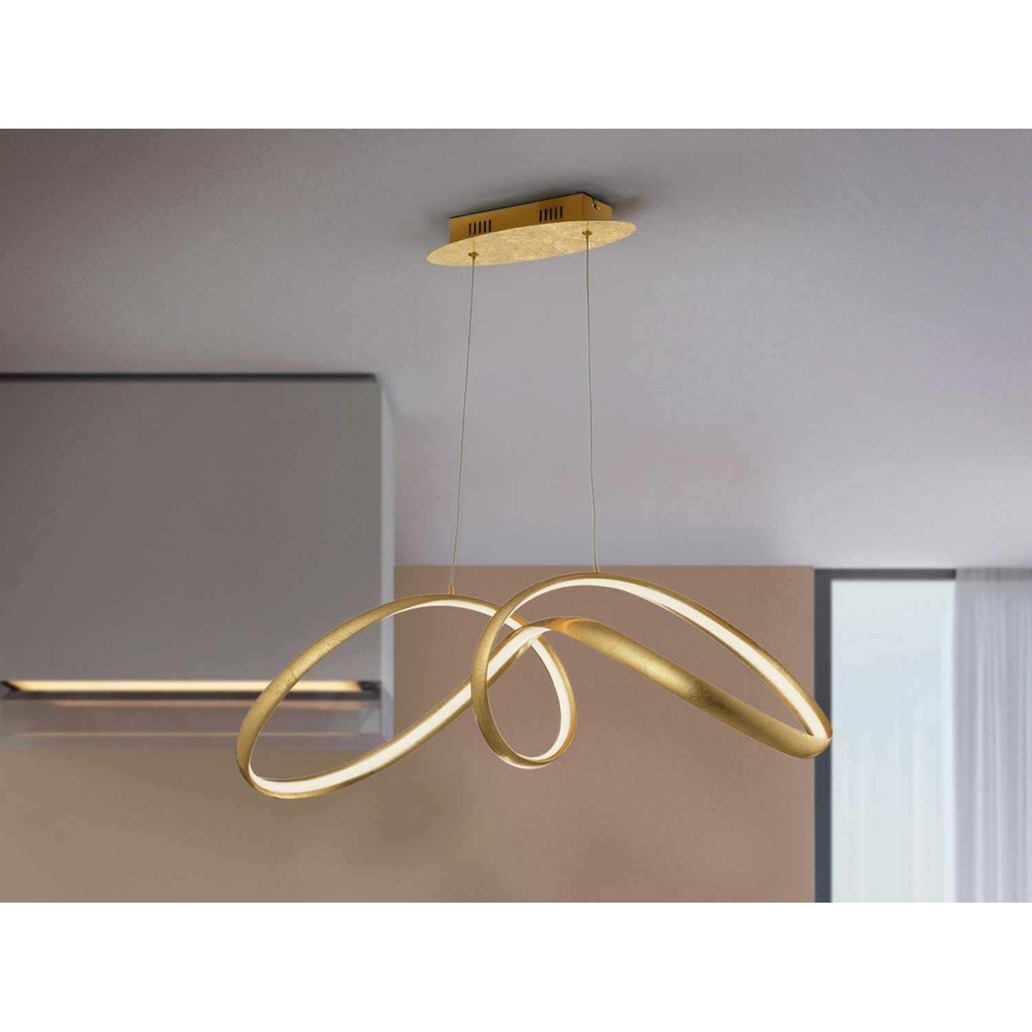 B&Q - Luminosa Lia Integrated Led Pendant LightGold LeafUk Stock - Image 2