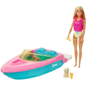 Barbie Boat Playset with Puppy and Accessories, GRG30