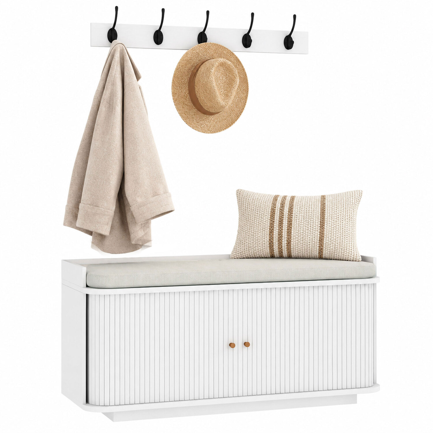 HOMCOM Hallway Furniture Set with Shoe Bench and Coat Rack