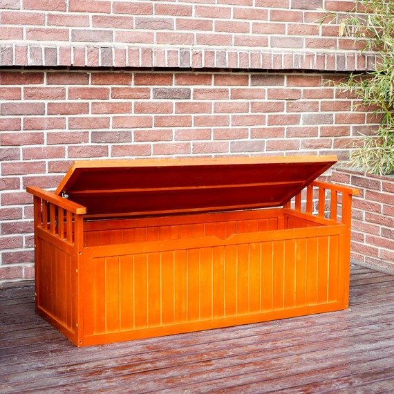 Wooden 2 Seater Garden Bench Storage Box with Lid