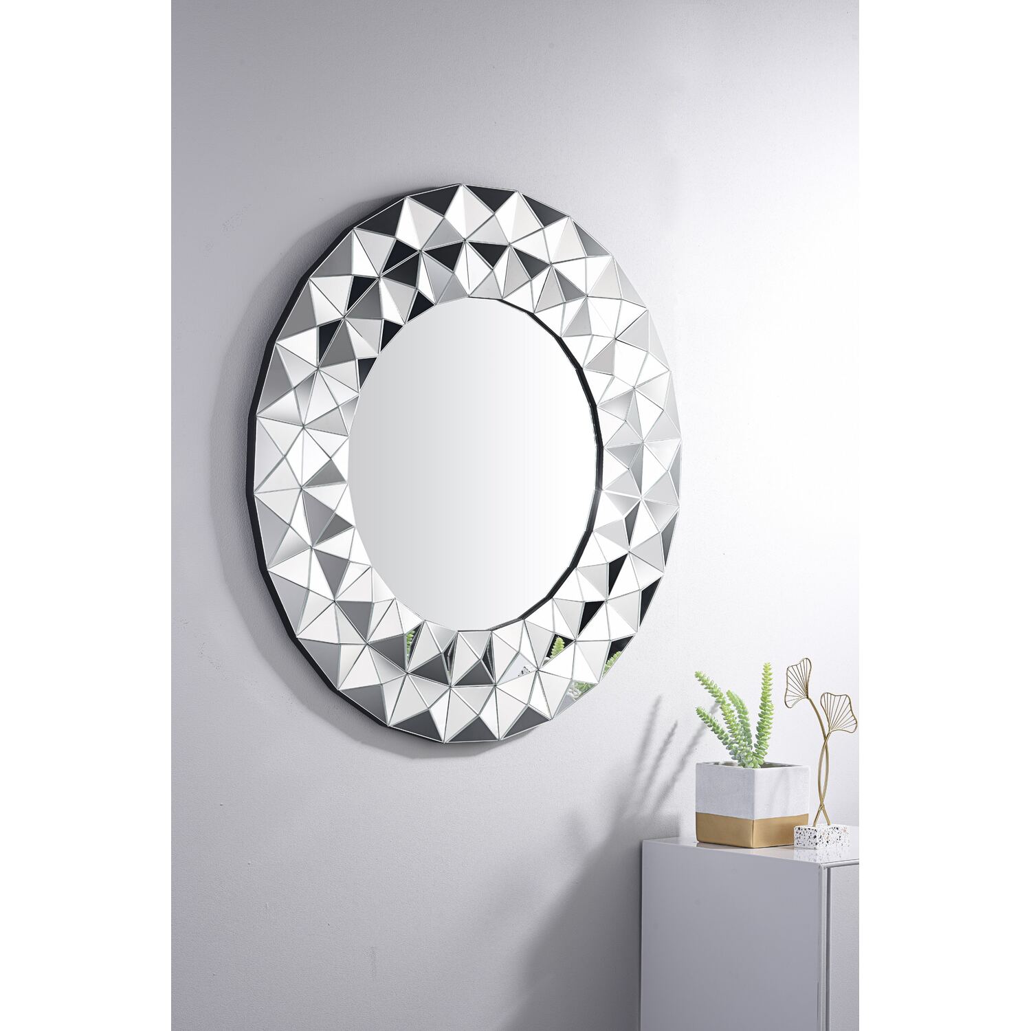 Image of Luna Medium Silver Round Wall Mirror&hellip;