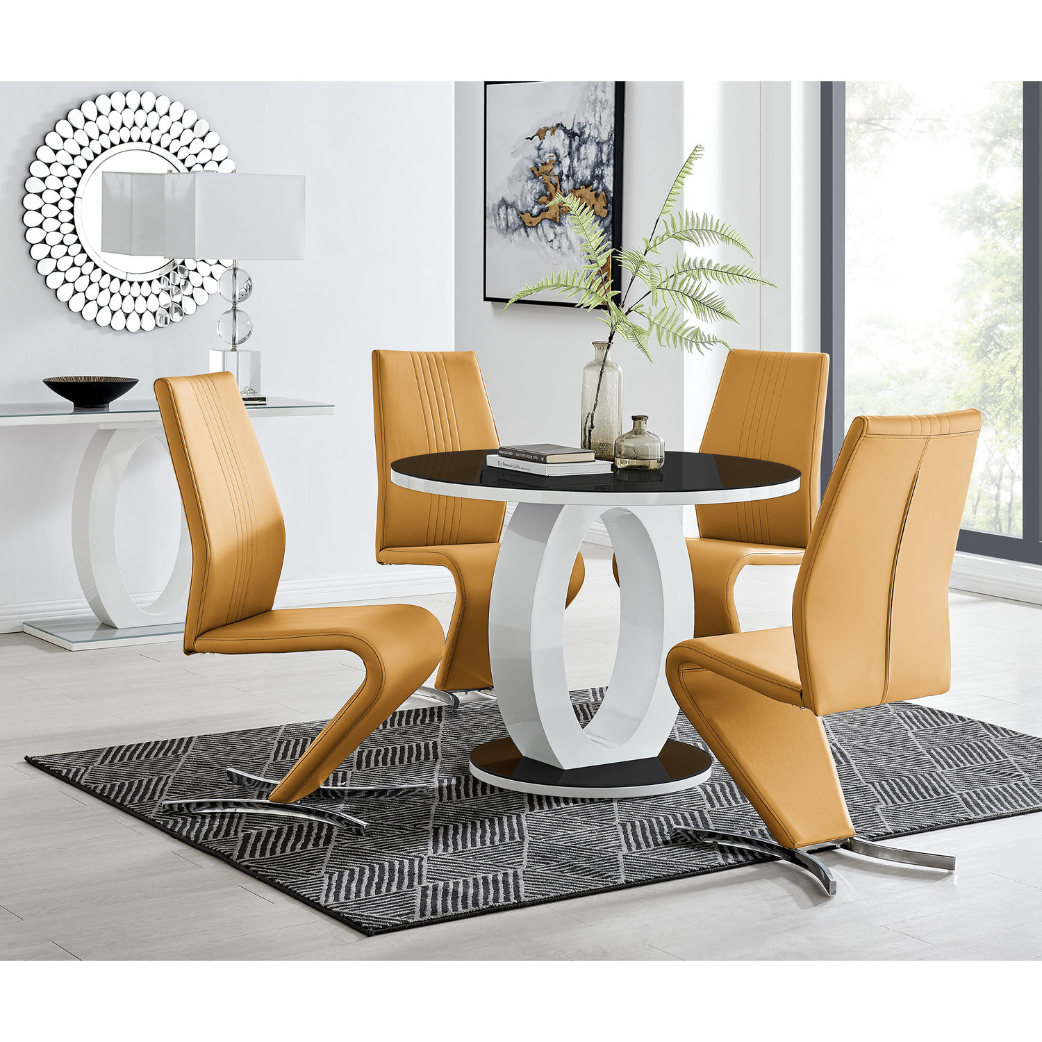 Giovani Dining Table With Four Willow Chairs Set - Mustard