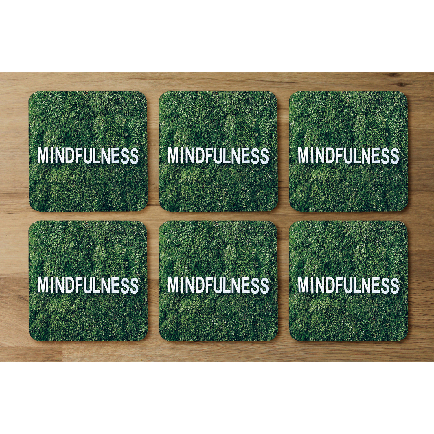 Wellness Mindfulness Designer Coaster Set - Green