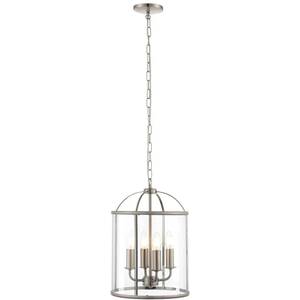 Lambeth 4 Light Ceiling Pendant Clear Glass, Satin Nickel, E14