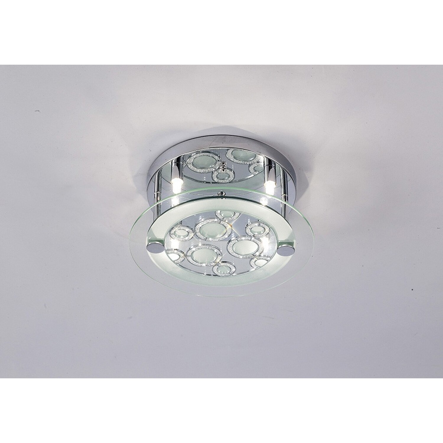 Destello Ceiling Round With Circle Pattern 4 Light Polished Chrome Crystal - Polished Chrome