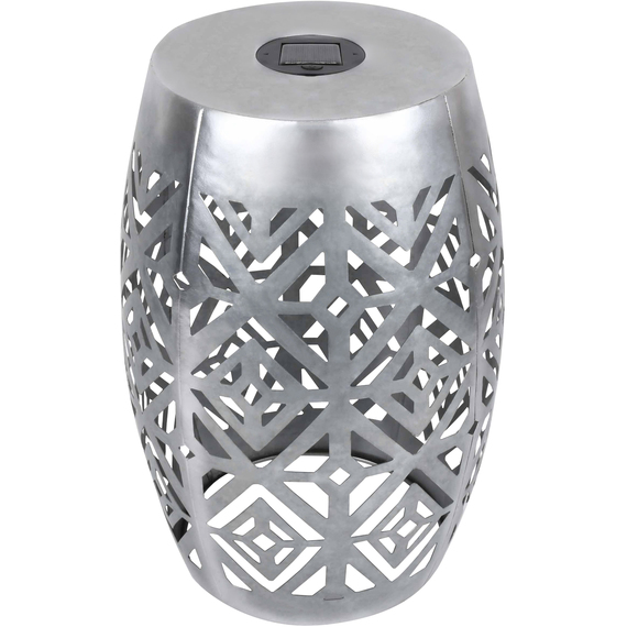 2-in-1 Metal Garden Side Table and Solar Powered LED Light