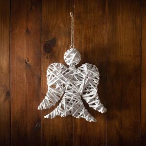White Angel Wicker Christmas Decoration