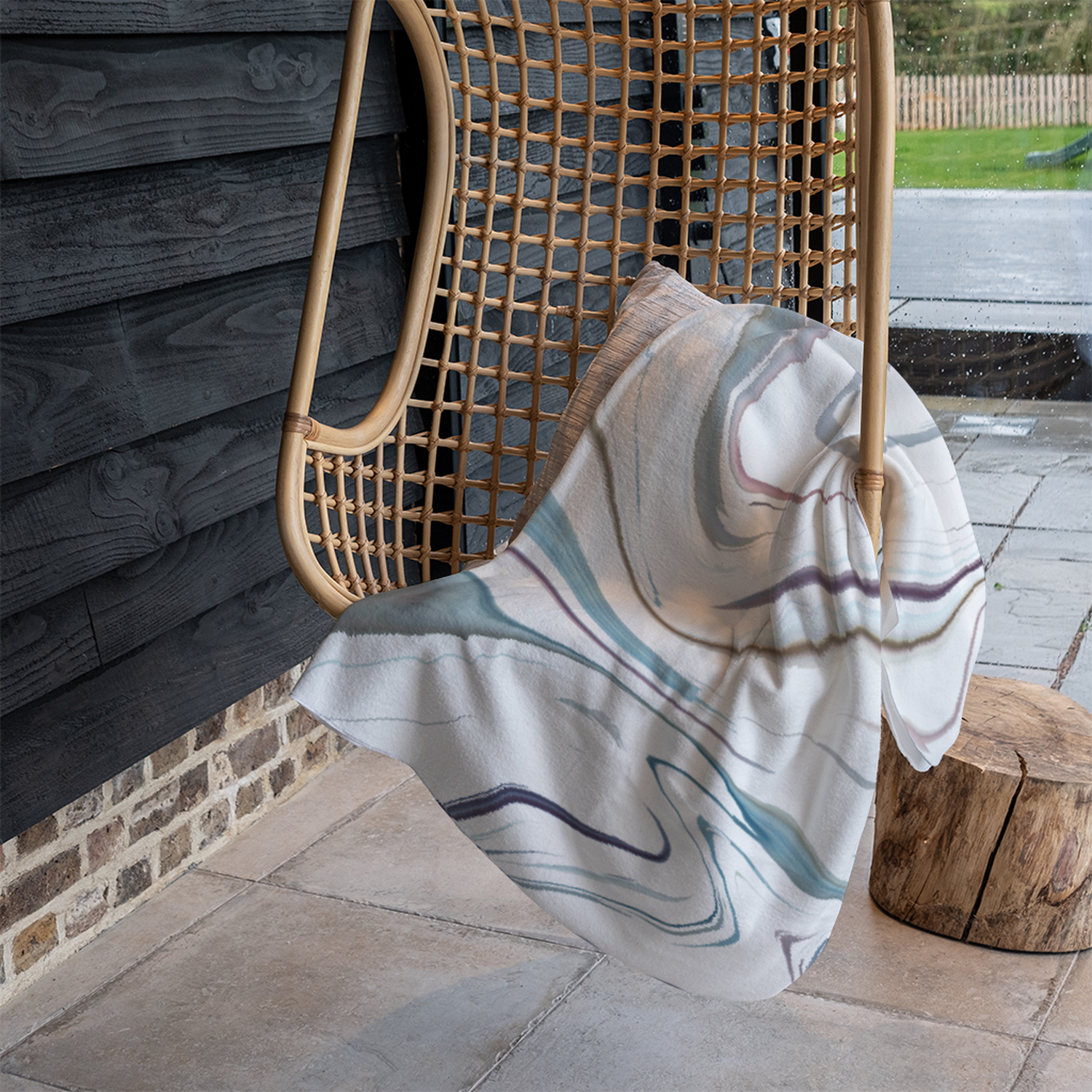Blue Rippled Marble Blanket - Blue