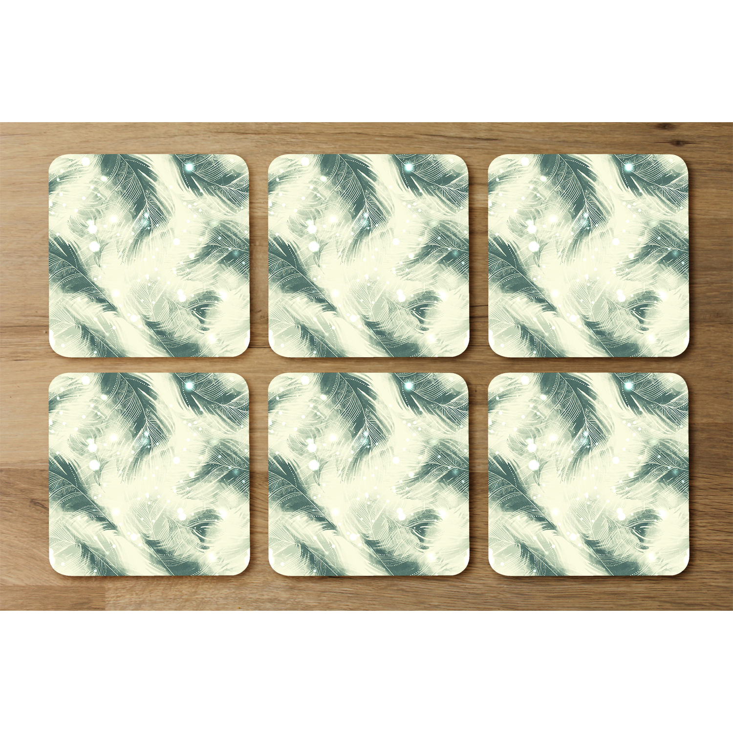 Feathers Fantastic Birds With Decorative Ornaments Coaster - Green
