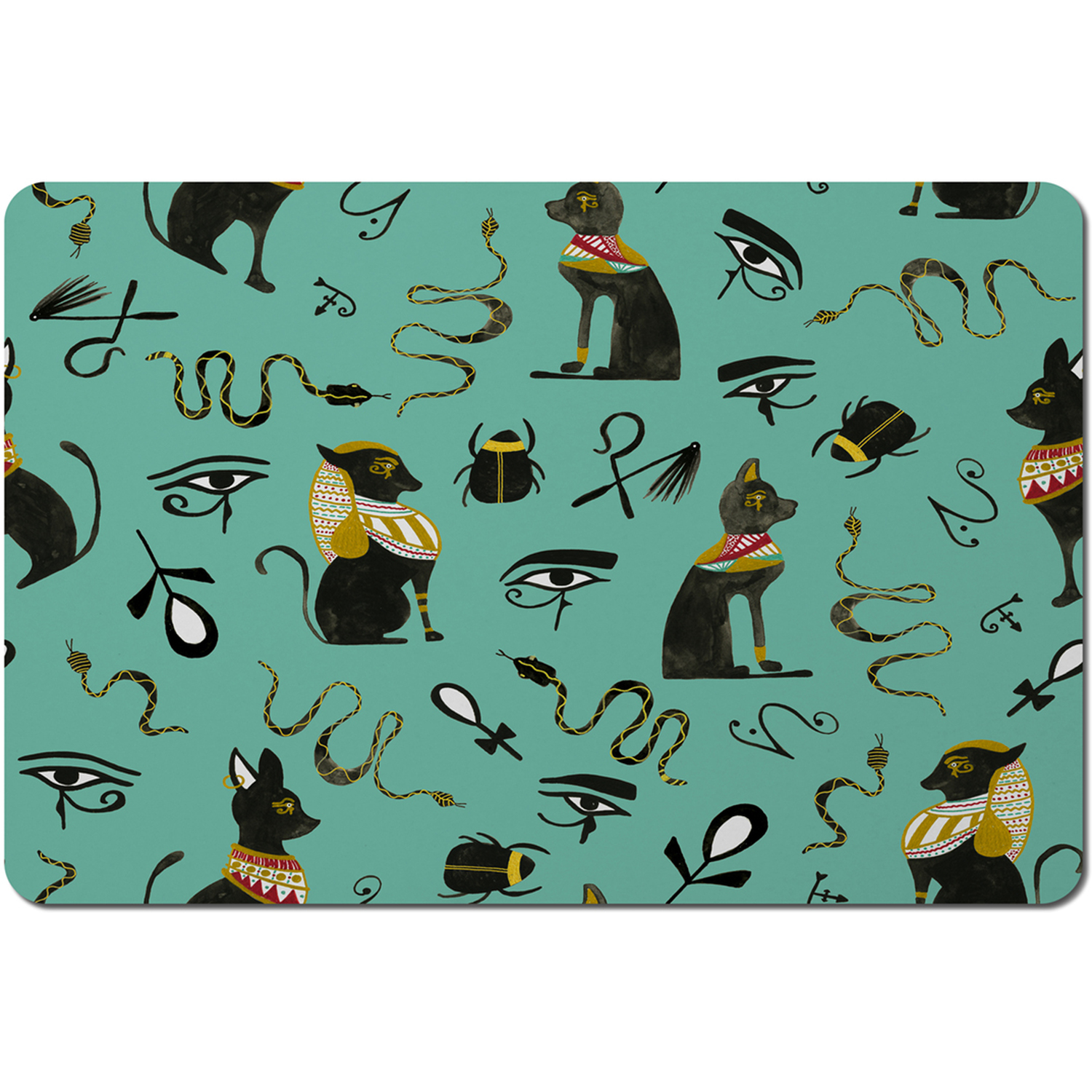 Hand Painting Abstract Ancient Egypt Horus Eye Signs Placemat - Green