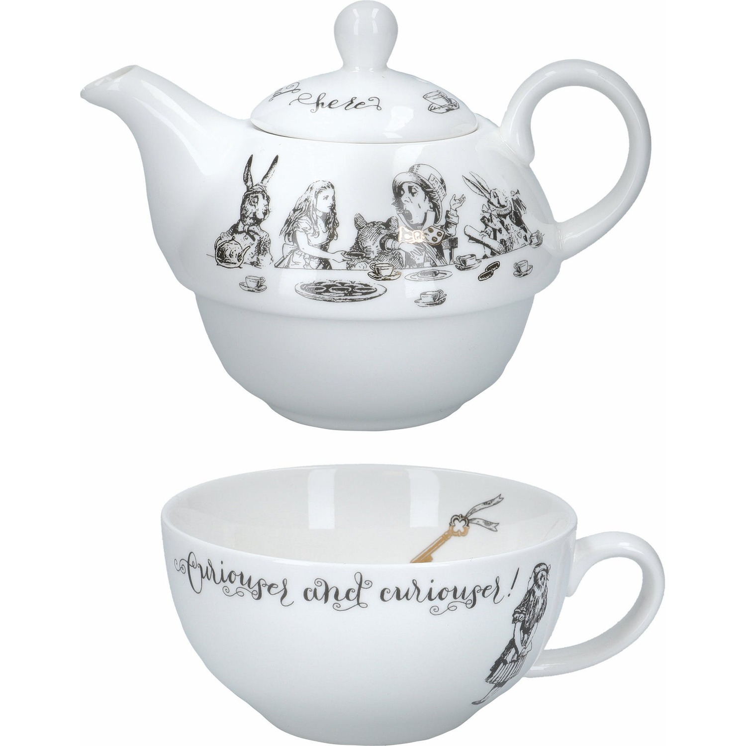 Victoria And Albert Alice In Wonderland Tea for One Teapot - White