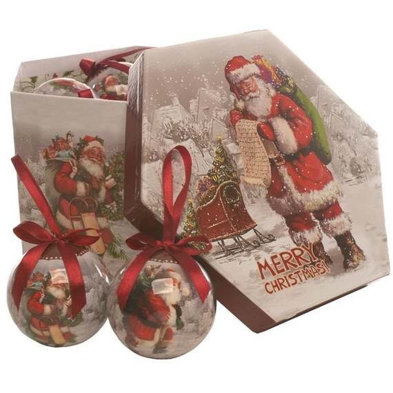 Santa Scene Decoupage Baubles - 14 piece set