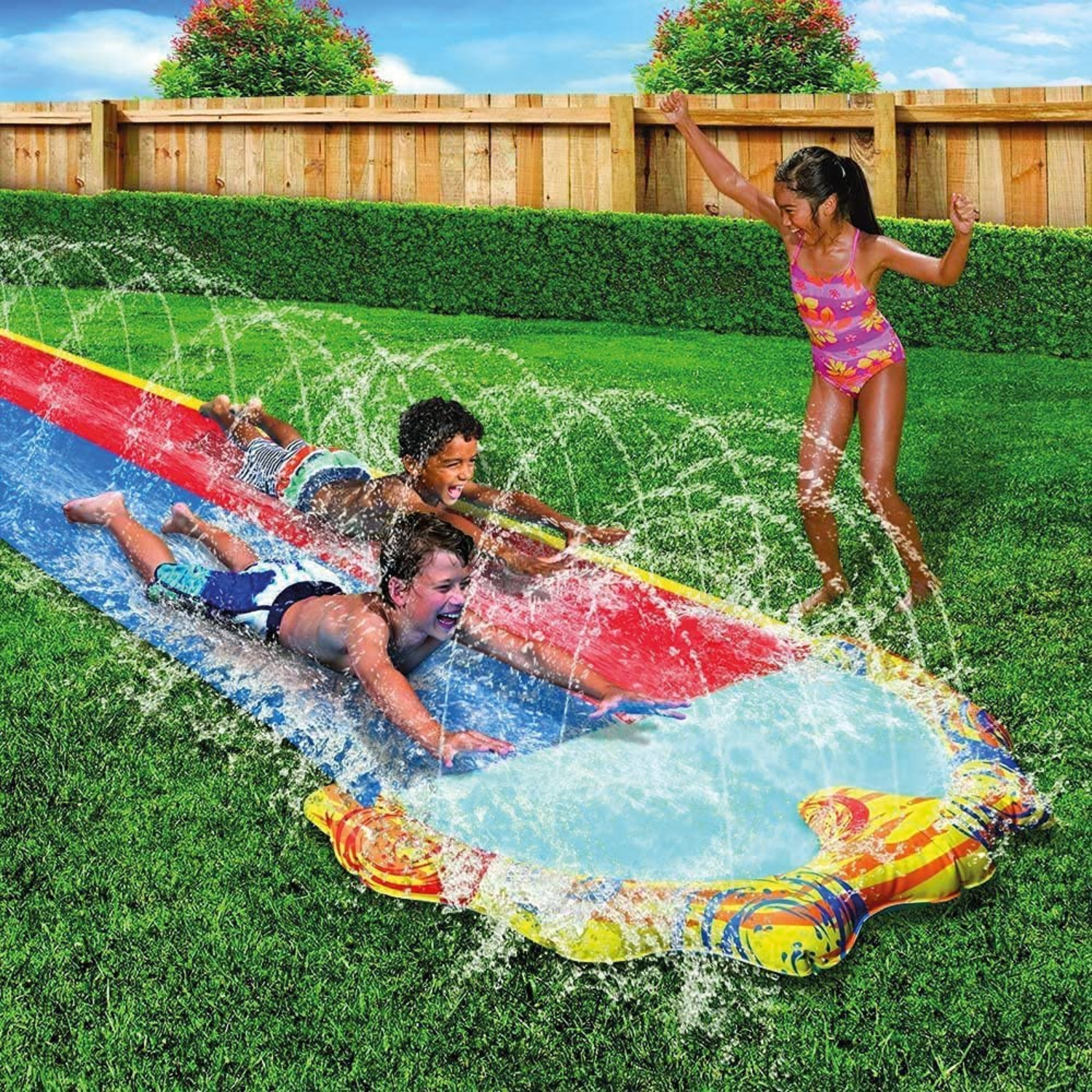 Image of Dual Lane Double Slider Water Slide - Blue