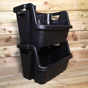 Pack of 2 - 59 x 41 x 36cm Heavy Duty Plastic Stackable Crates Pick Bins