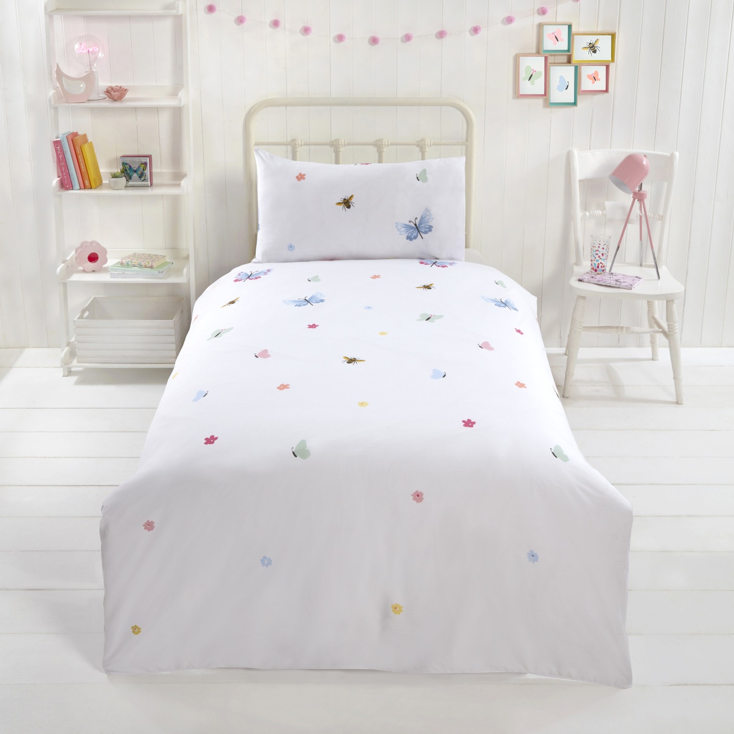 Ph Butterflies Bees Floral Duvet Set With Pillowcase - Multi Double