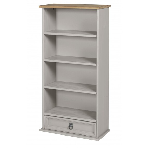 Corona 1 Drawer DVD Rack Small Bookcase CD Solid Wood Mexican Pine Wooden