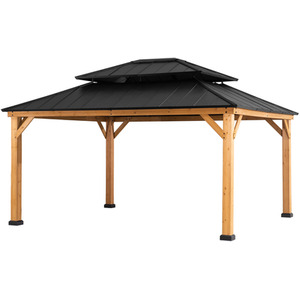 Sand Black / 394cm Cedar Wood Framed Gazebo shot 2957712