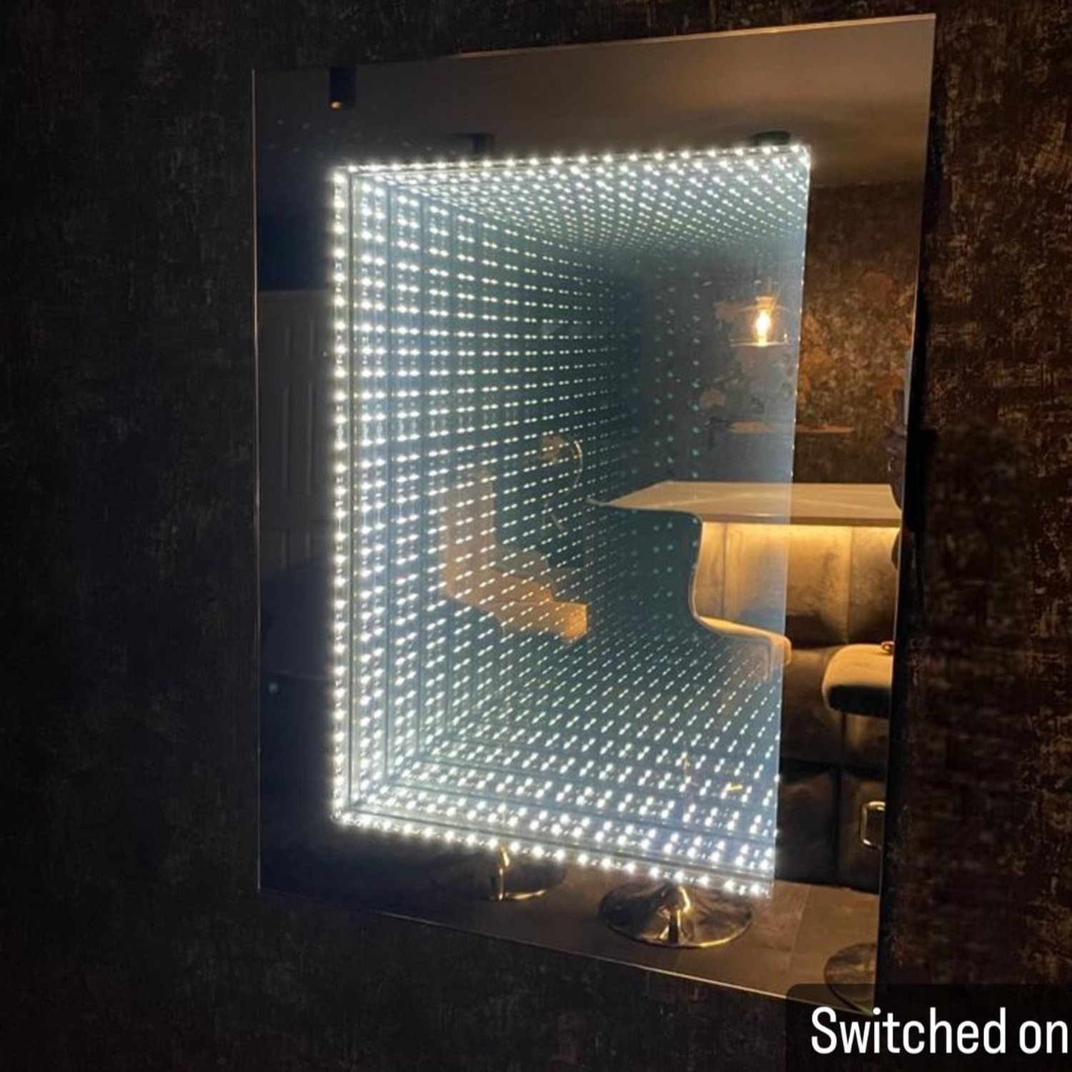 Cgc Led Infinity Rectangular Bathroom Mirror Wall Light Ip44 - Black