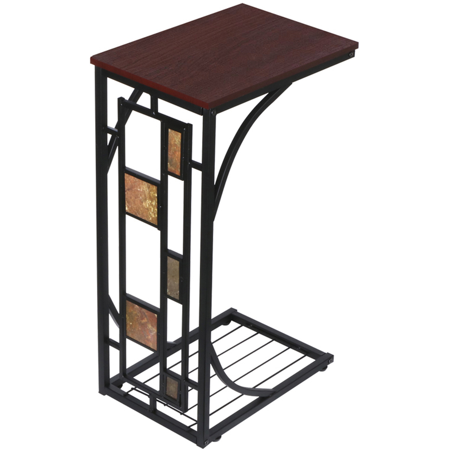 C Shaped Side Sofa Snack Table - Brown