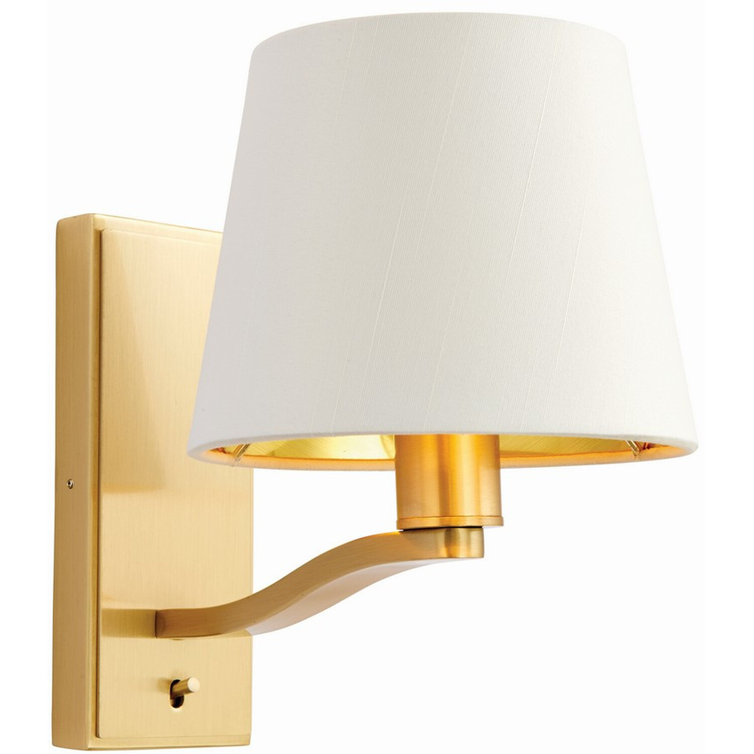 Harvey 1 Light Indoor Wall Light Satin Brushed Gold Vintage White Faux Silk - Satin Brushed Gold / 1.1kg thumbnail