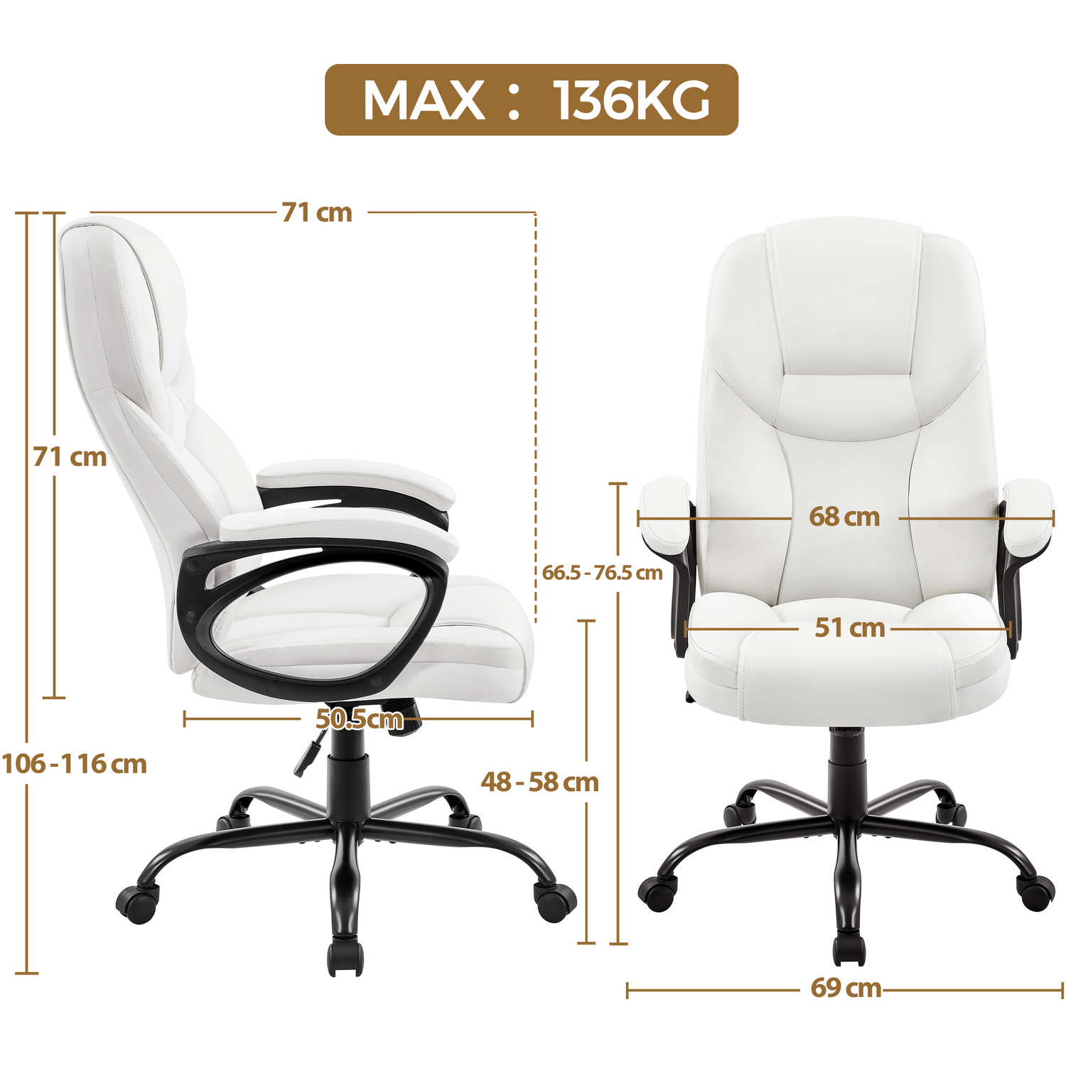 Yaheetech Executive Office Chair With Ergonomic High Back - White