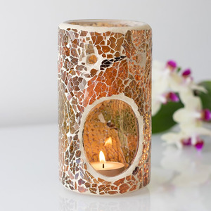 Stunning Pillar Crackle Oil Burner Aromatic Home Decor
