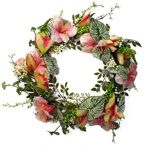 Artificial Pink Lily Wreath