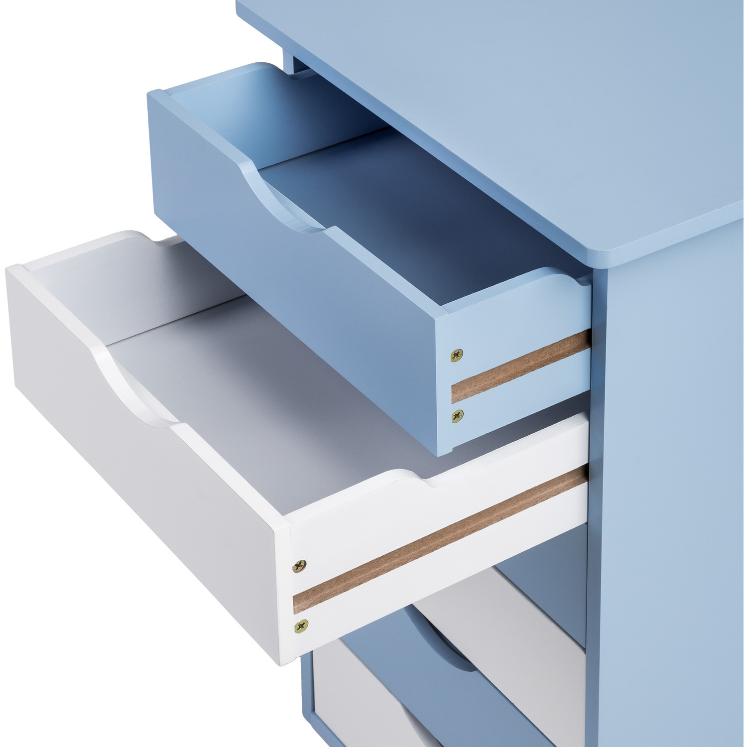 Height-adjustable Desk With Filing Cabinet - Blue