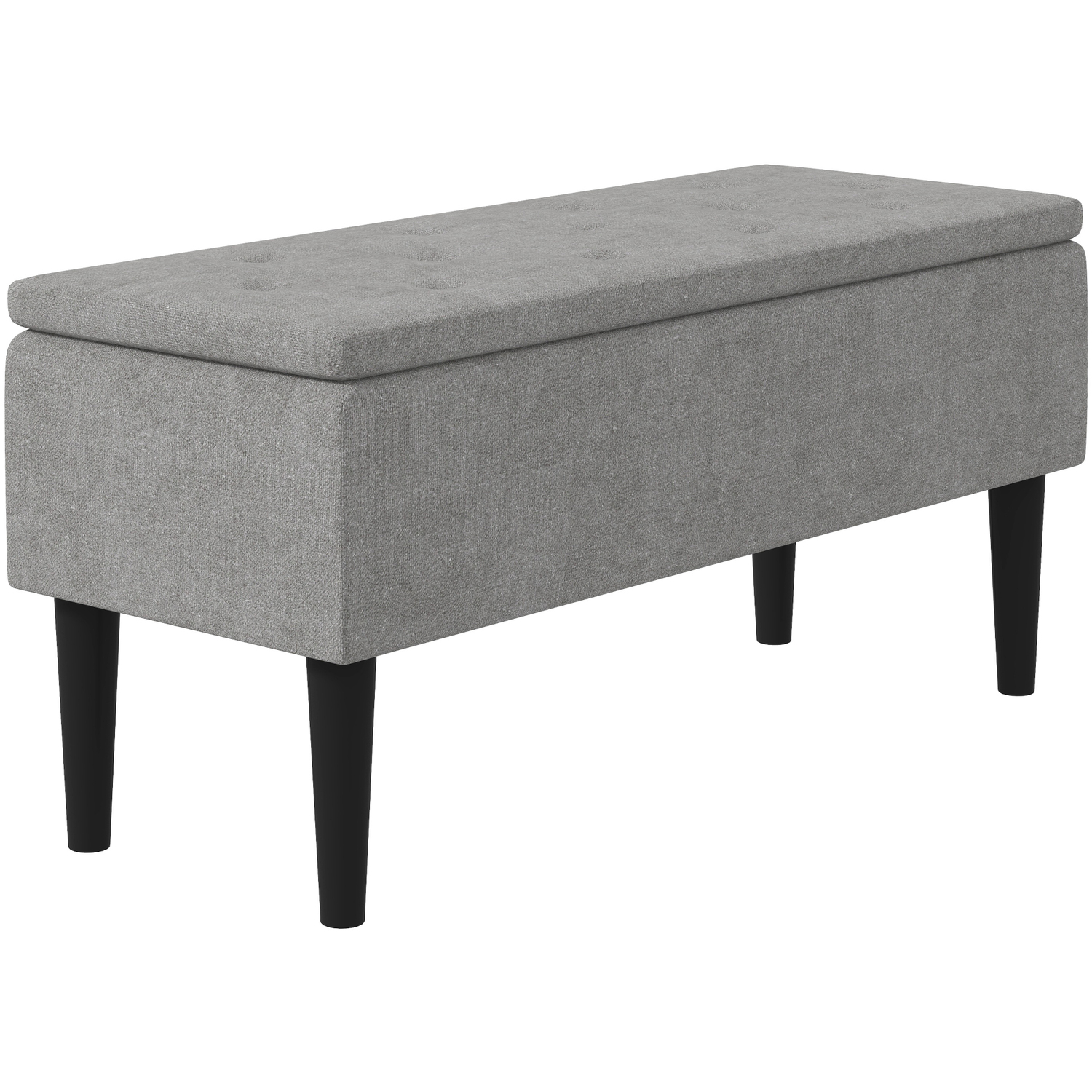 Wooden Legs And Storage Capacity Ottoman Storage Box - Grey
