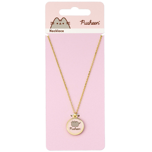 gold Pusheen the Cat Pink name Necklace shot 5219816