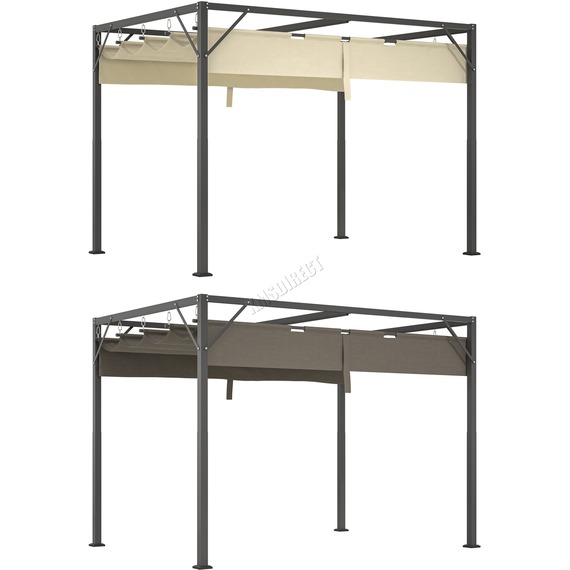 BIRCHTREE Pergola Steel Frame 3x2M PE Canopy Adjust Shade Pergola