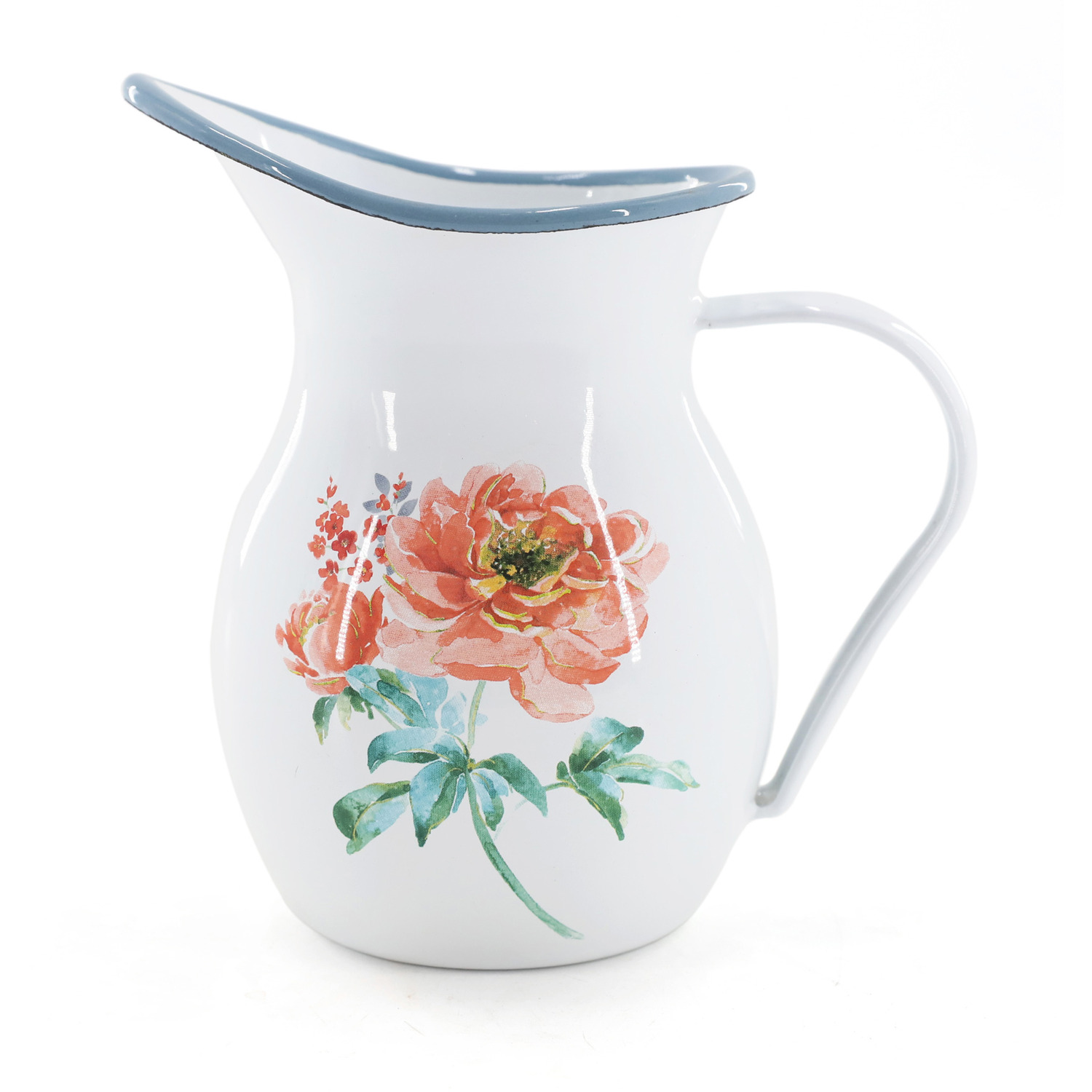 Image of Enamel Milk Jug Vase - white