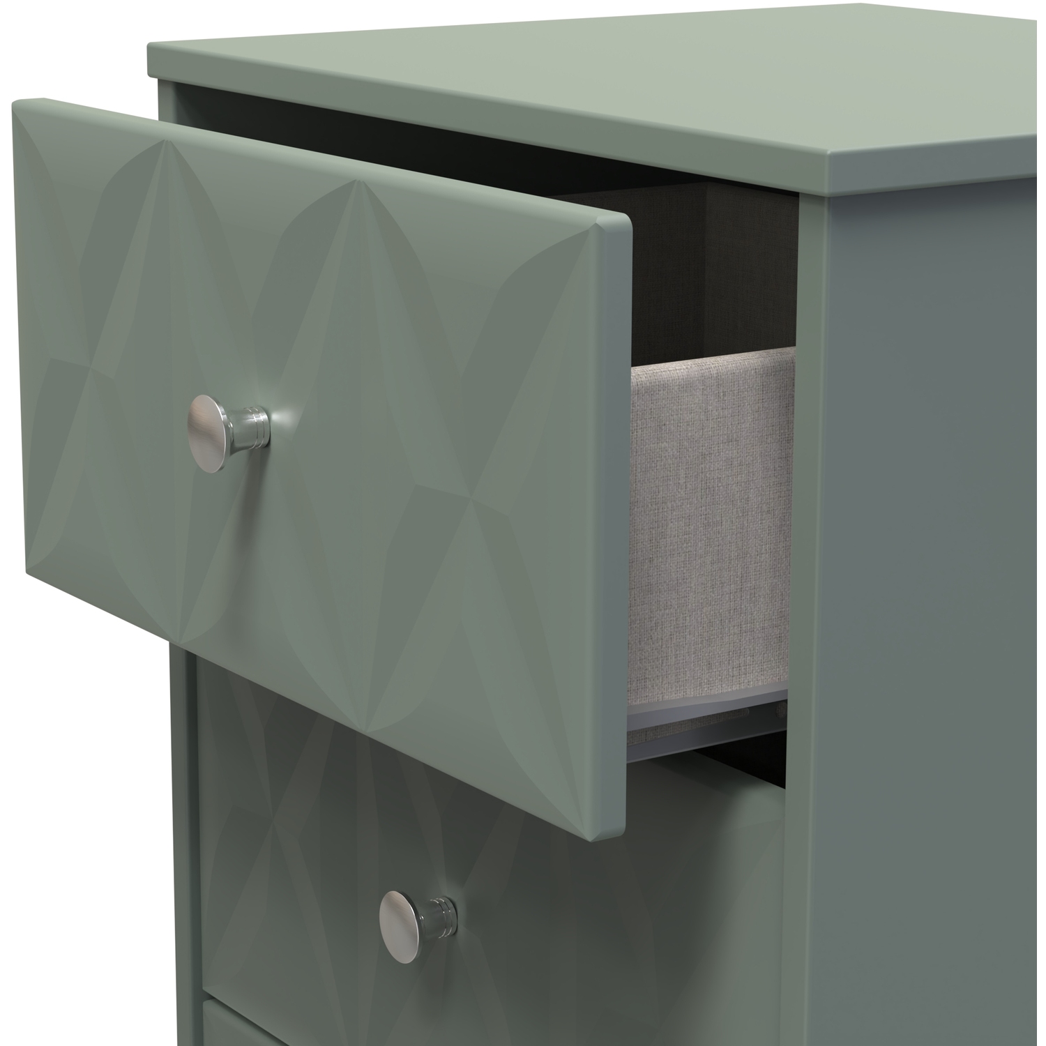 San Jose Fully Assembled 3 Drawer Bedside Cabinet - Reed Green