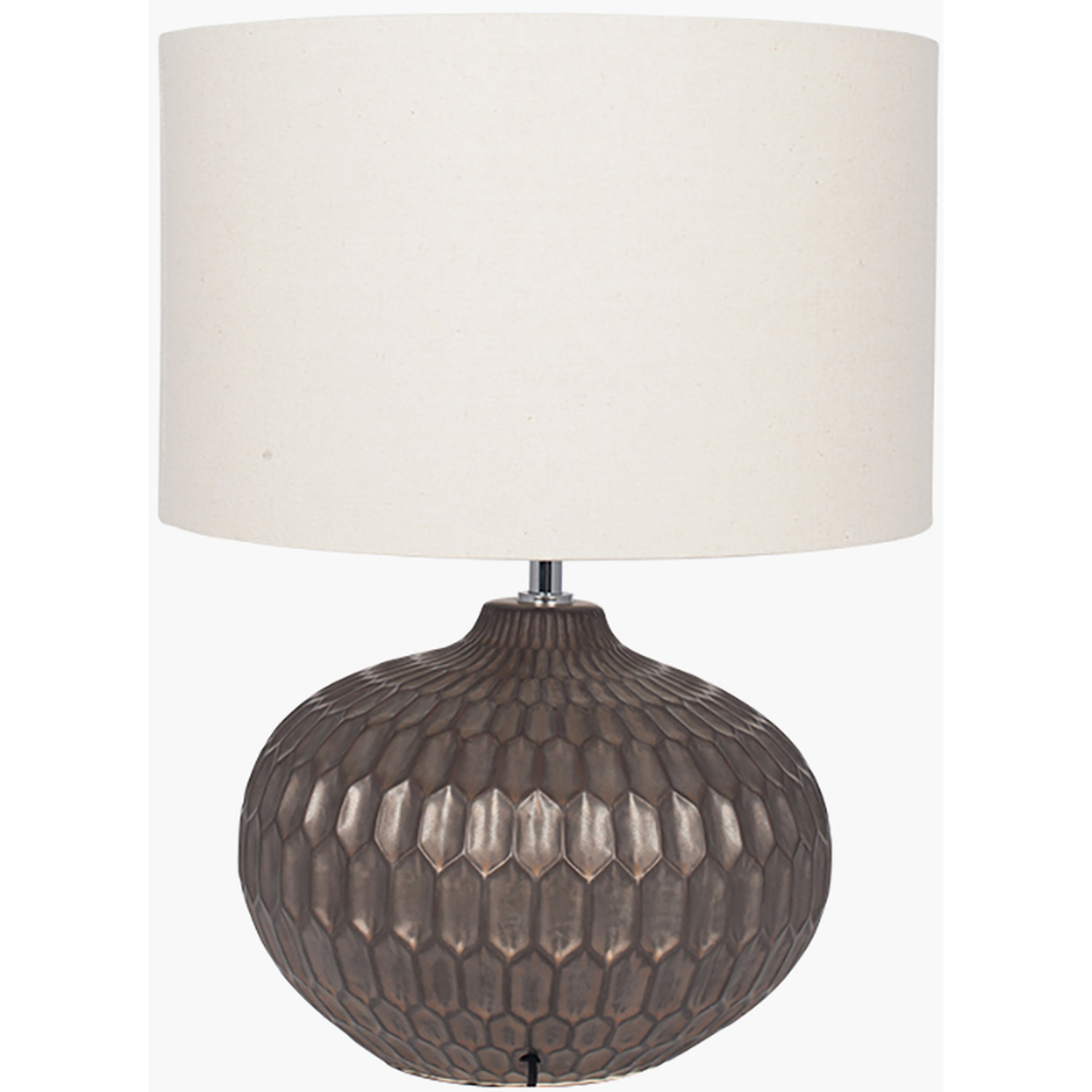 Aztec Pattern Textured Glazed Ceramic Table Lamp - Bronze