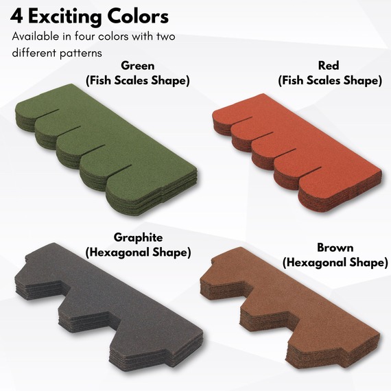 25 Pieces Asphalt Roof Shingles Hexagonal Shape 