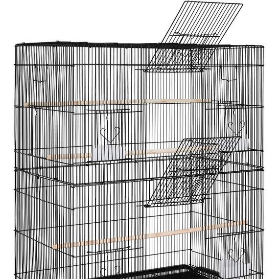Rolling Large Parrot Cage with Storage Shelf - Large Parrot Play Cages With Ropes