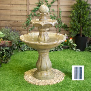 Round Imperial Tiered Solar Powered Water Feature with LEDs