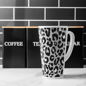 Silver Leopard Print Latte Mug