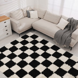 Super Soft Cosy Chequer Board Area Rug