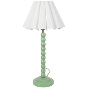 Bobbins Sage Green Table Lamp with Scallop Tapered Lamp Shade