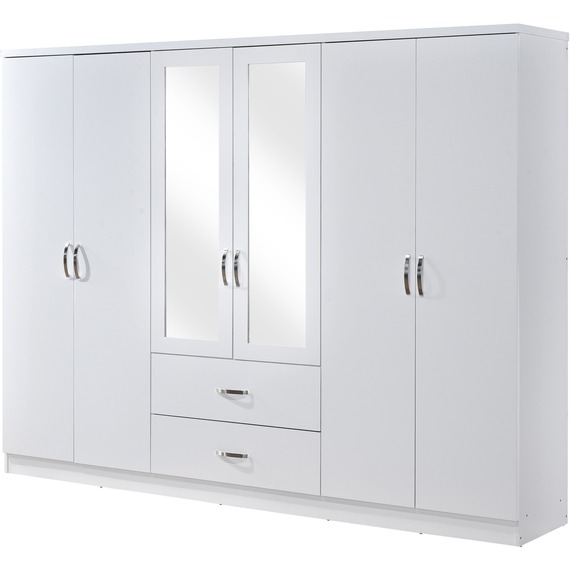 Paddington 6 Door 2 Drawer Mirrored Wardrobe