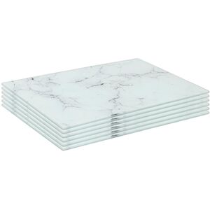 6x Glass Placemats - 30 x 20cm - Marble Effect