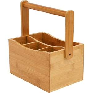 Bamboo Utensil Cutlery Holder Kitchen Storage 4 Compartment