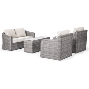 Classic Rattan 4 Seater Patio Sofa Set in Stone