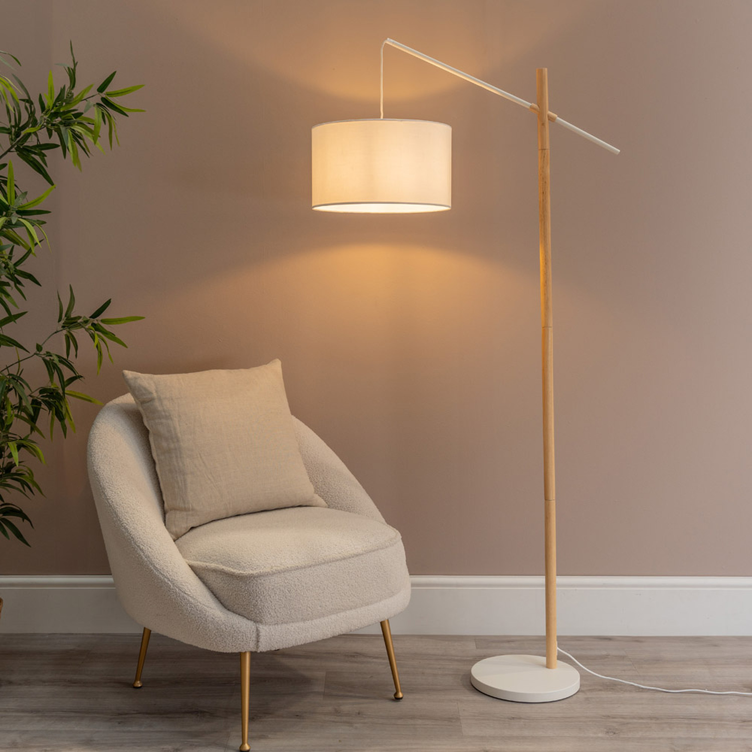 Image of Adrianna Wooden Hanging Floor Lamp with&hellip;
